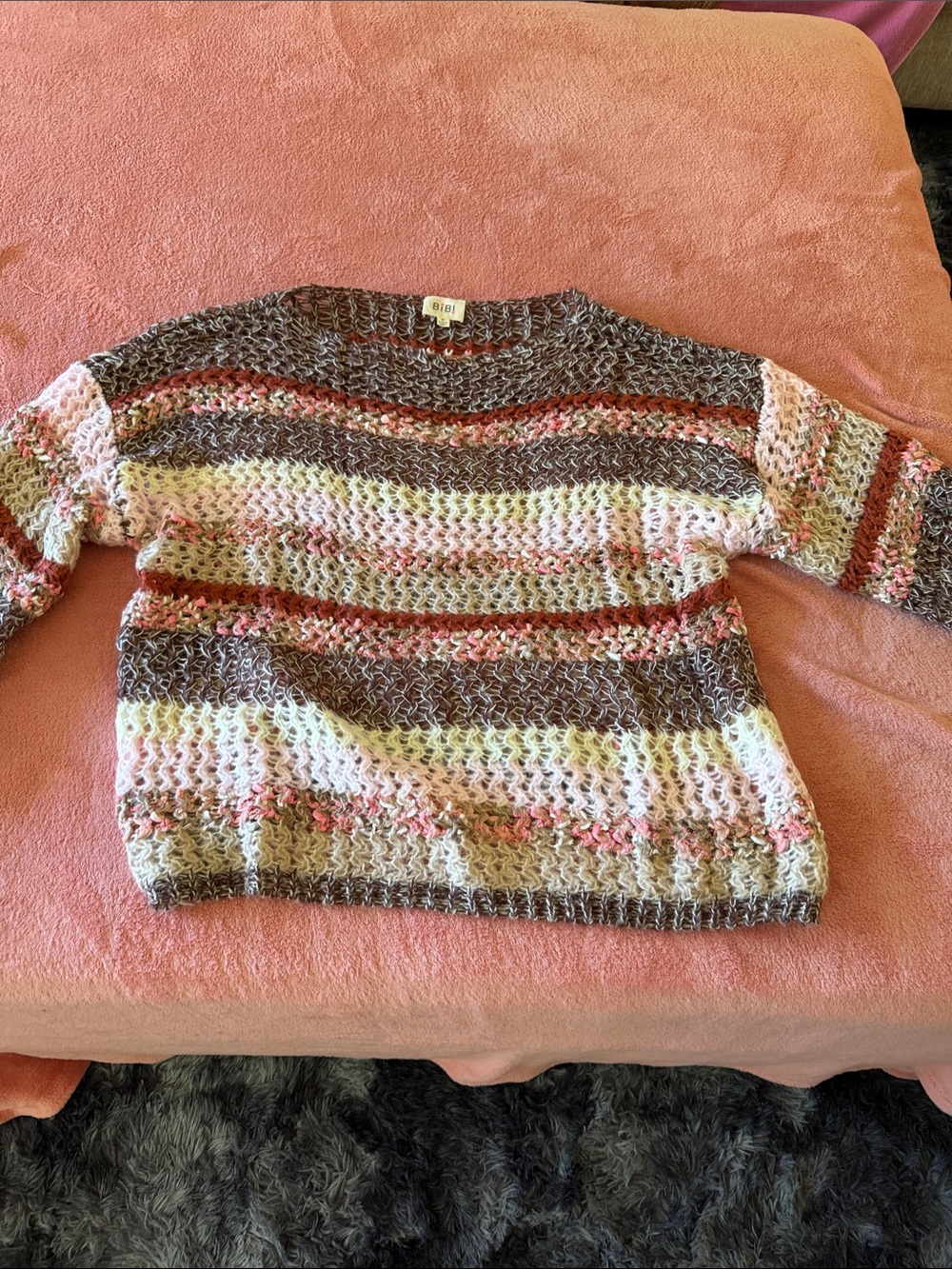 Cozy Multicolor Striped Knit Sweater - Womens